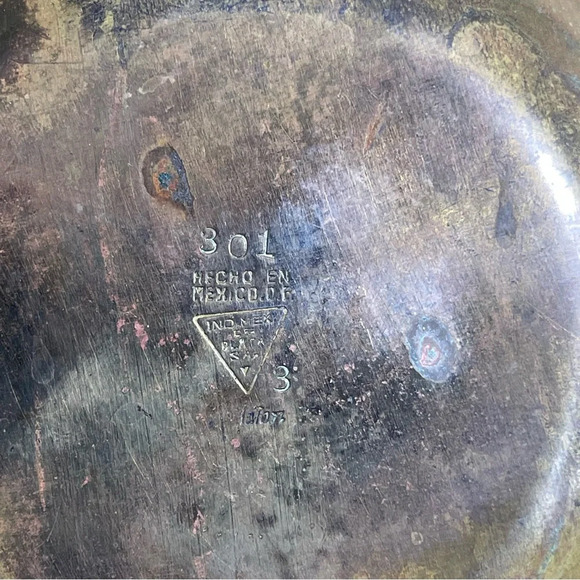 Vntg Brass Divided Tray Ornate Design Farmhouse Decor Mexico Handmade Patina - Picture 8 of 10